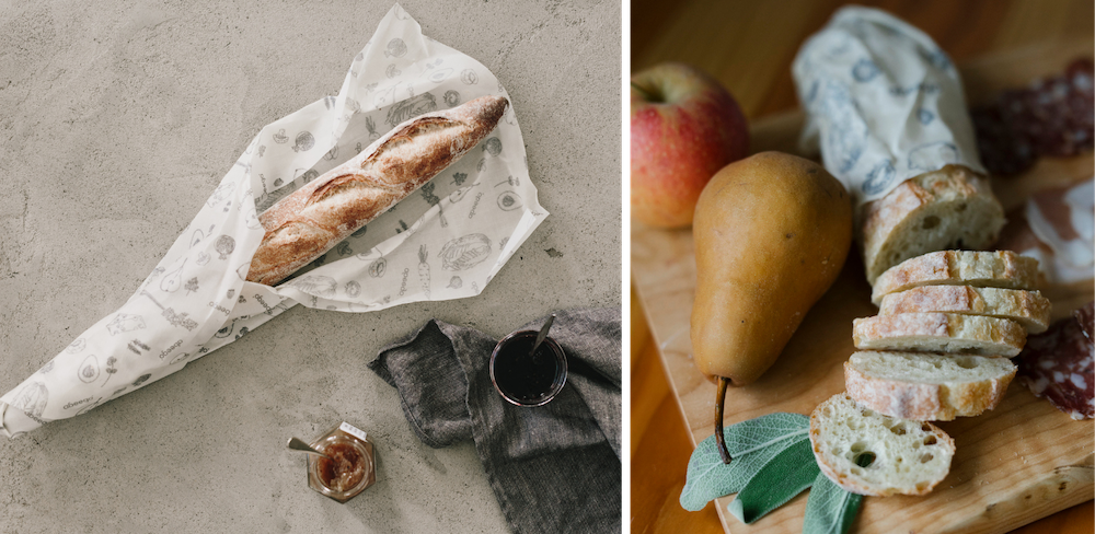 baguette wrapped in Abeego beeswax food wrap