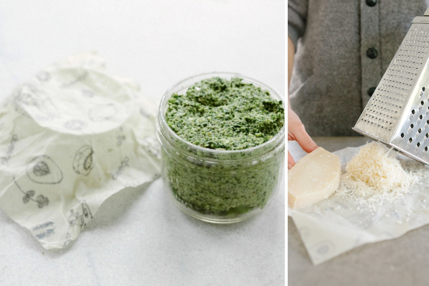 Using Abeego to cover kale pesto and cheese | beeswax wraps plastic wrap alternative