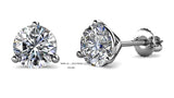 Diamond Solitaire Earrings. 2.00ct Total Weight. 3 Prong "MARTINI" Settings 14kt White Gold