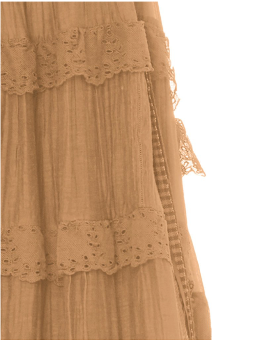 Lace-Trimmed Tiered Cotton-Silk Slip Dress
