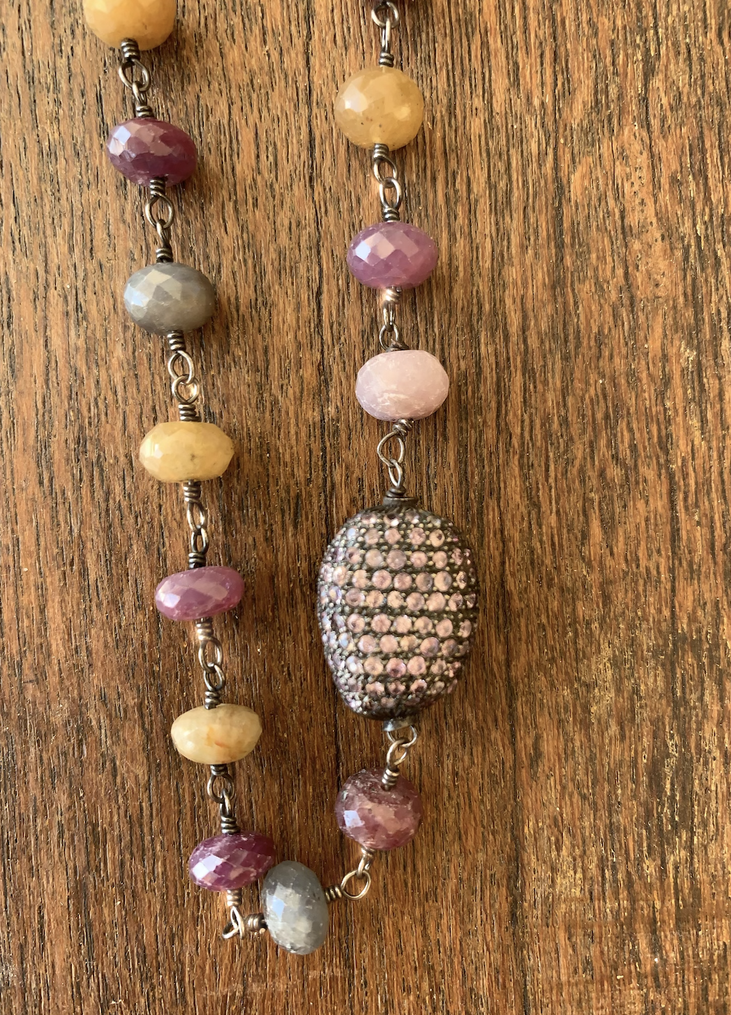 Multi Color Necklace w/Pink Sapphire Pendant