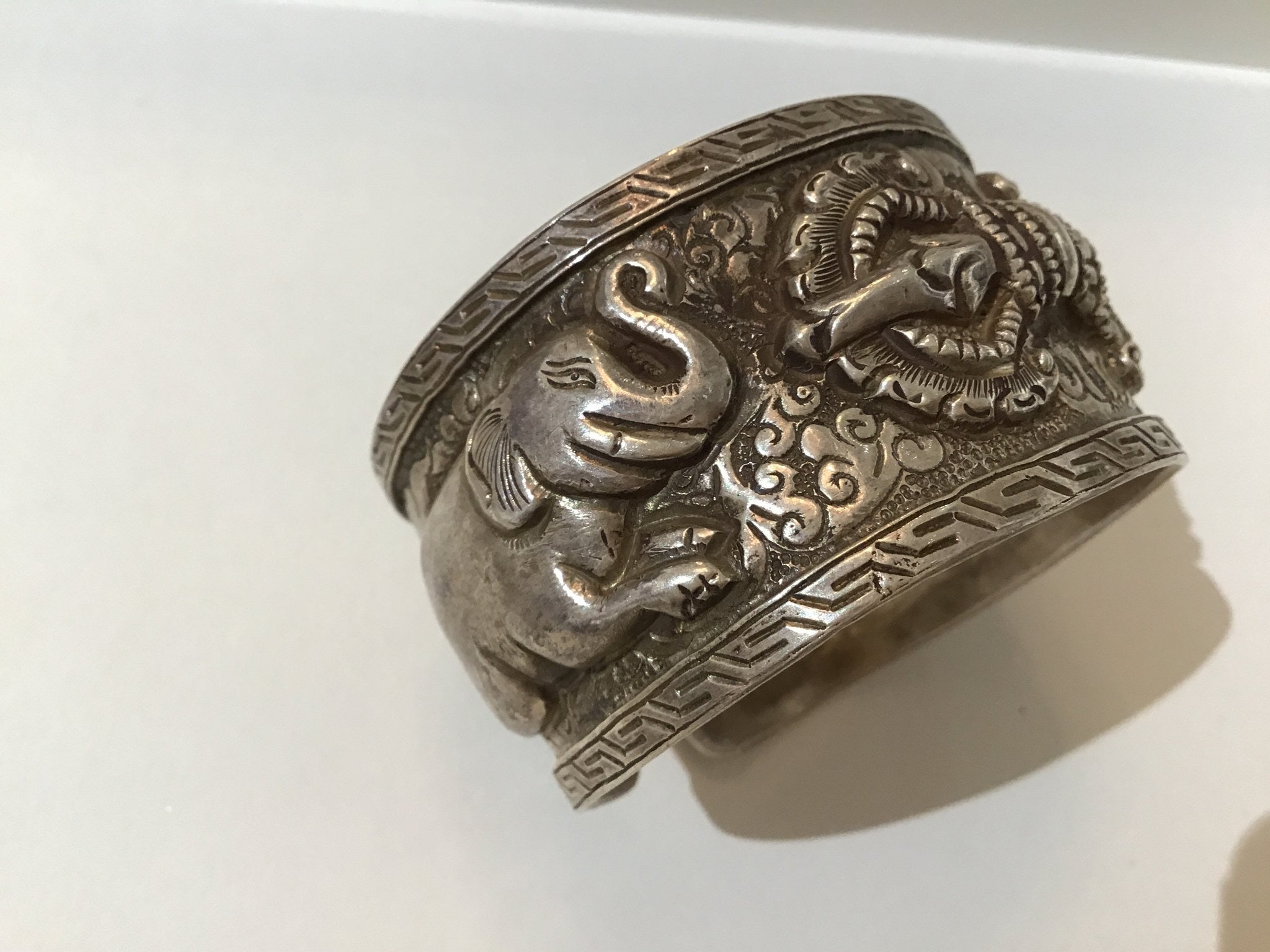 Antique Silver Cuff with Carvings