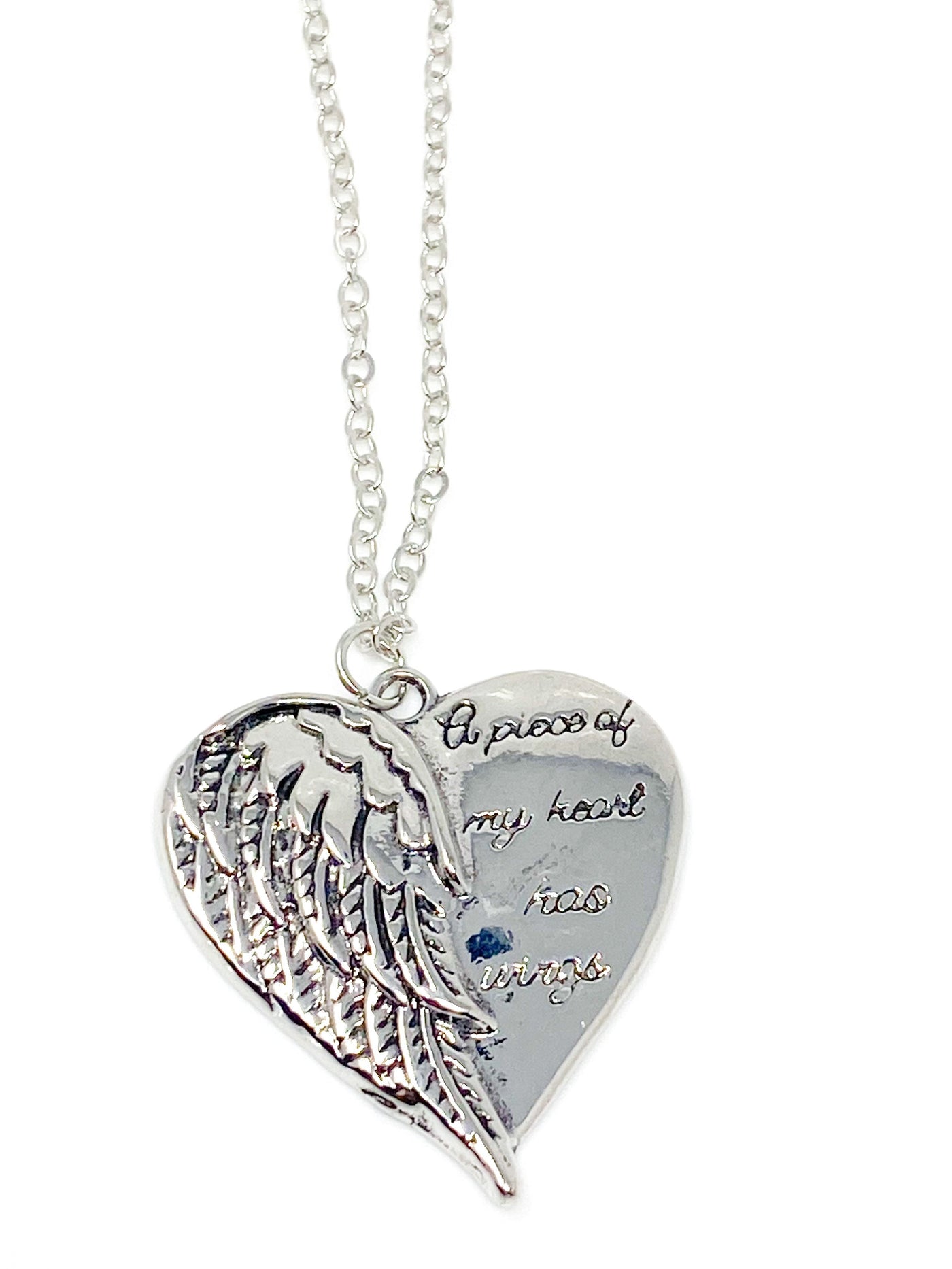 a piece of my heart has wings necklace