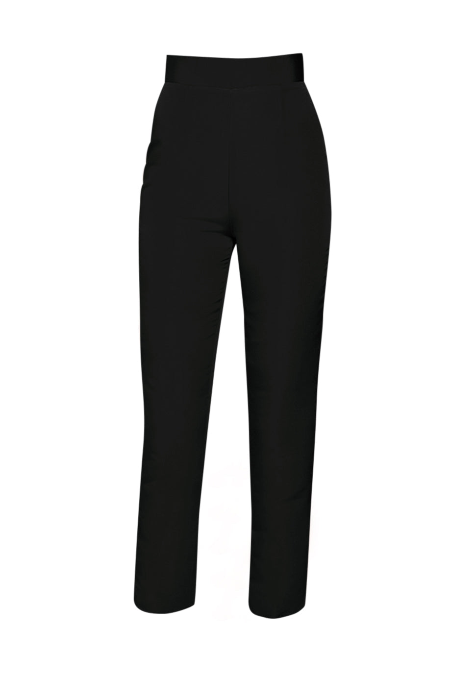 Black Wool Blend High Waisted Cigarette Trousers