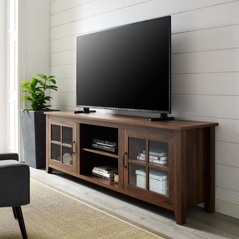 70 Farmhouse Wood Tv Stand Dark Walnut Zebit