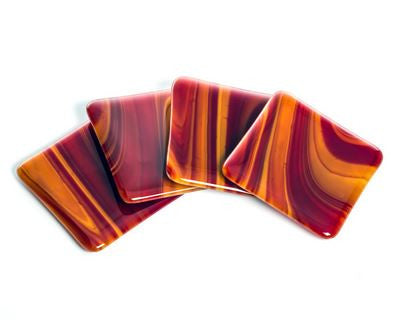 red glass coasters