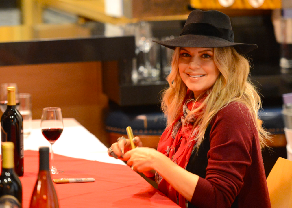 Fergie with wine glass