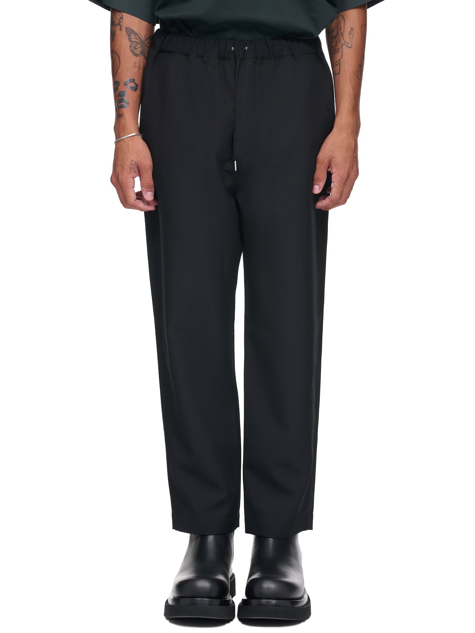 Cropped Drawcord Trousers (22A28OAU46-BLACK)