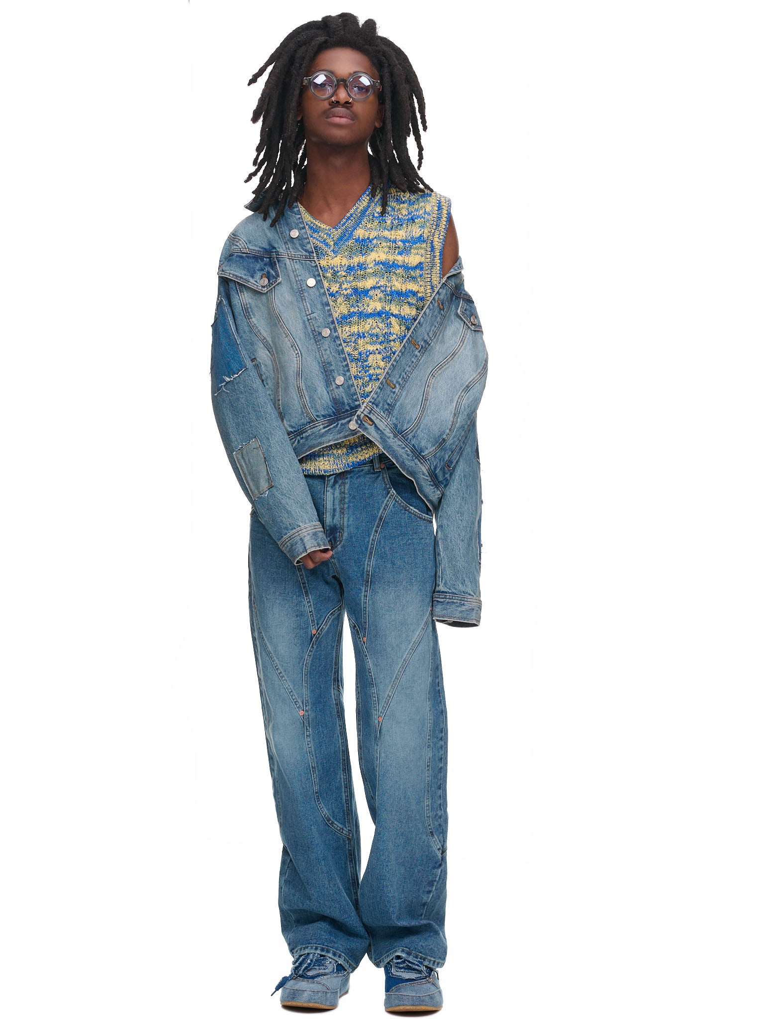 Patchwork Denim Jacket (AWA508M-BLUE)