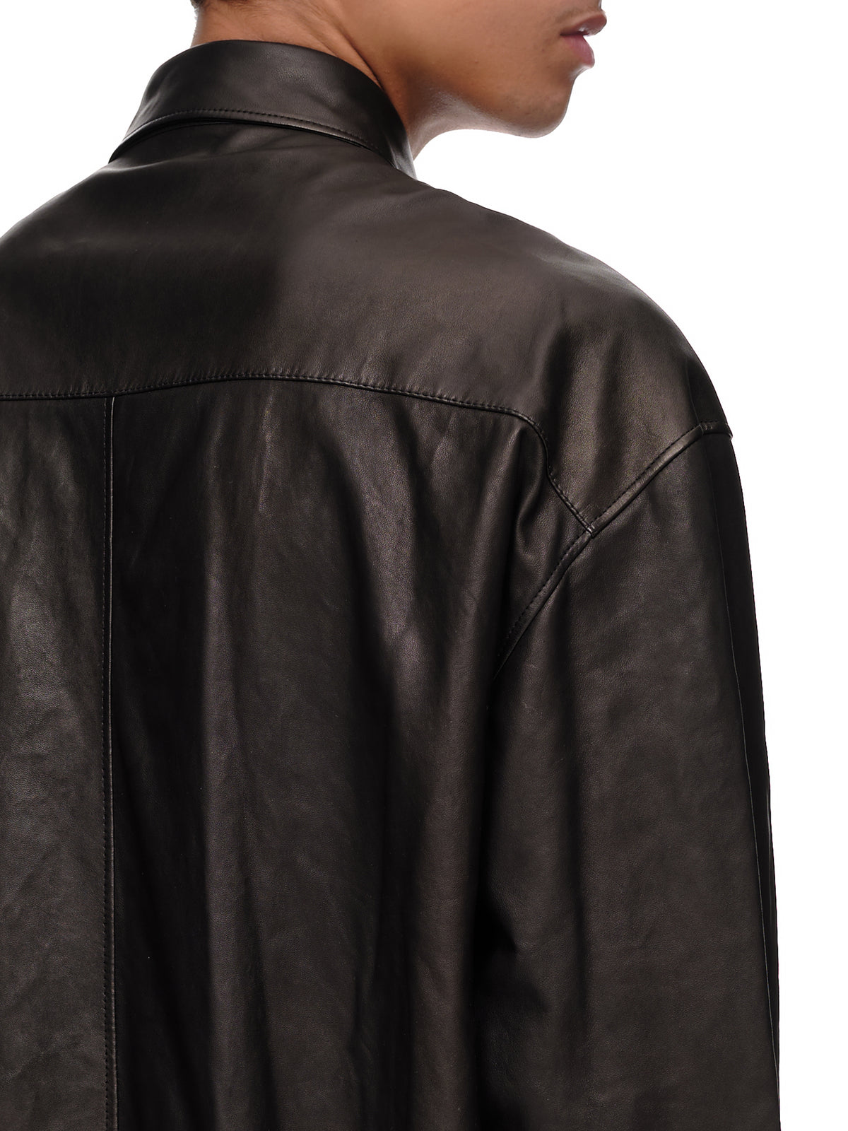 Mark High Comfort Leather Shirt (B0010321-LT036-099-BLACK)