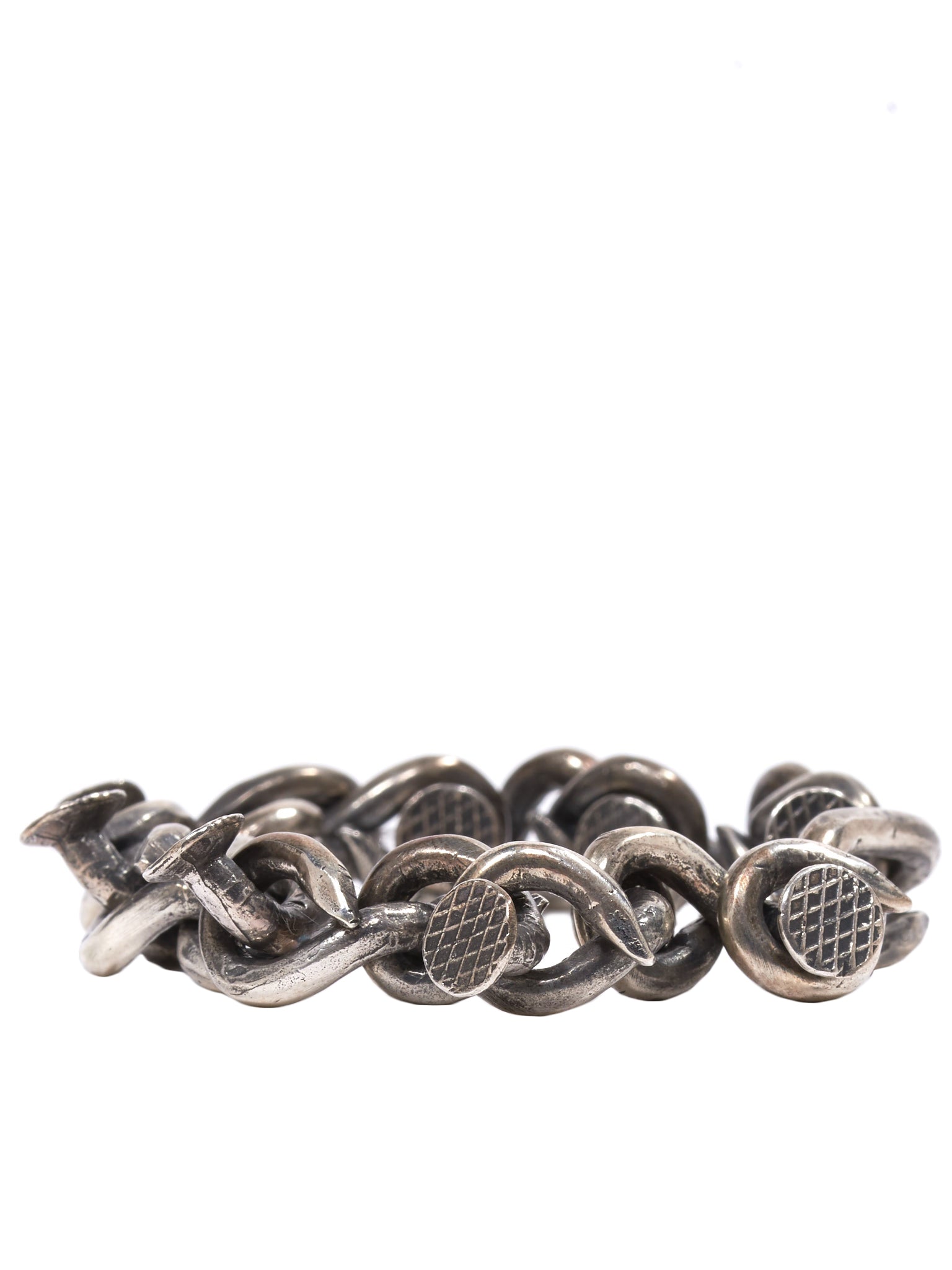 Nail Chain Bracelet (G-BR09B-OXIDIZED-SILVER)