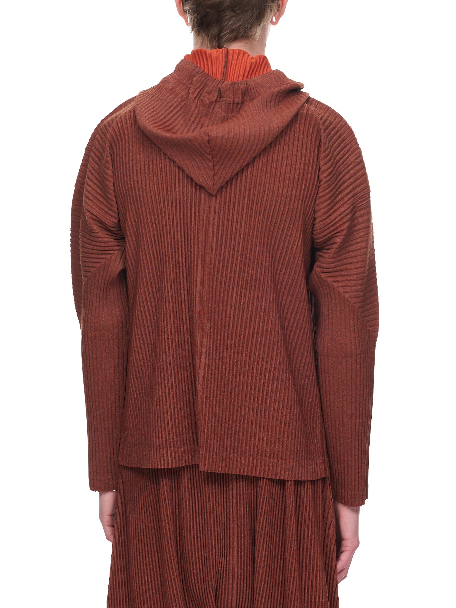 Heather Pleats Hoodie (HP28JL180-32-BROWN)