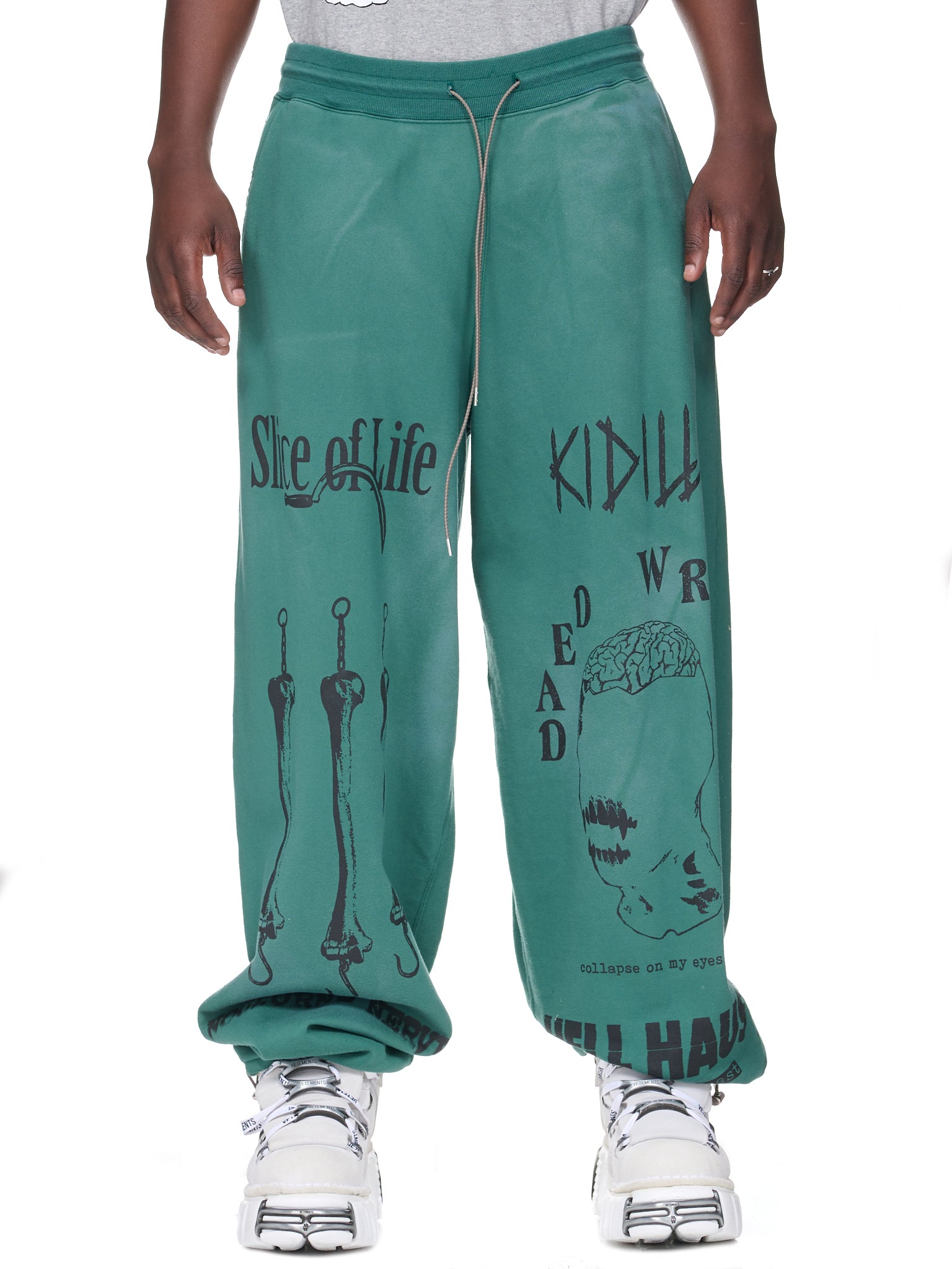 Baggy Distressed Sweat Pants (KL710-GREEN)