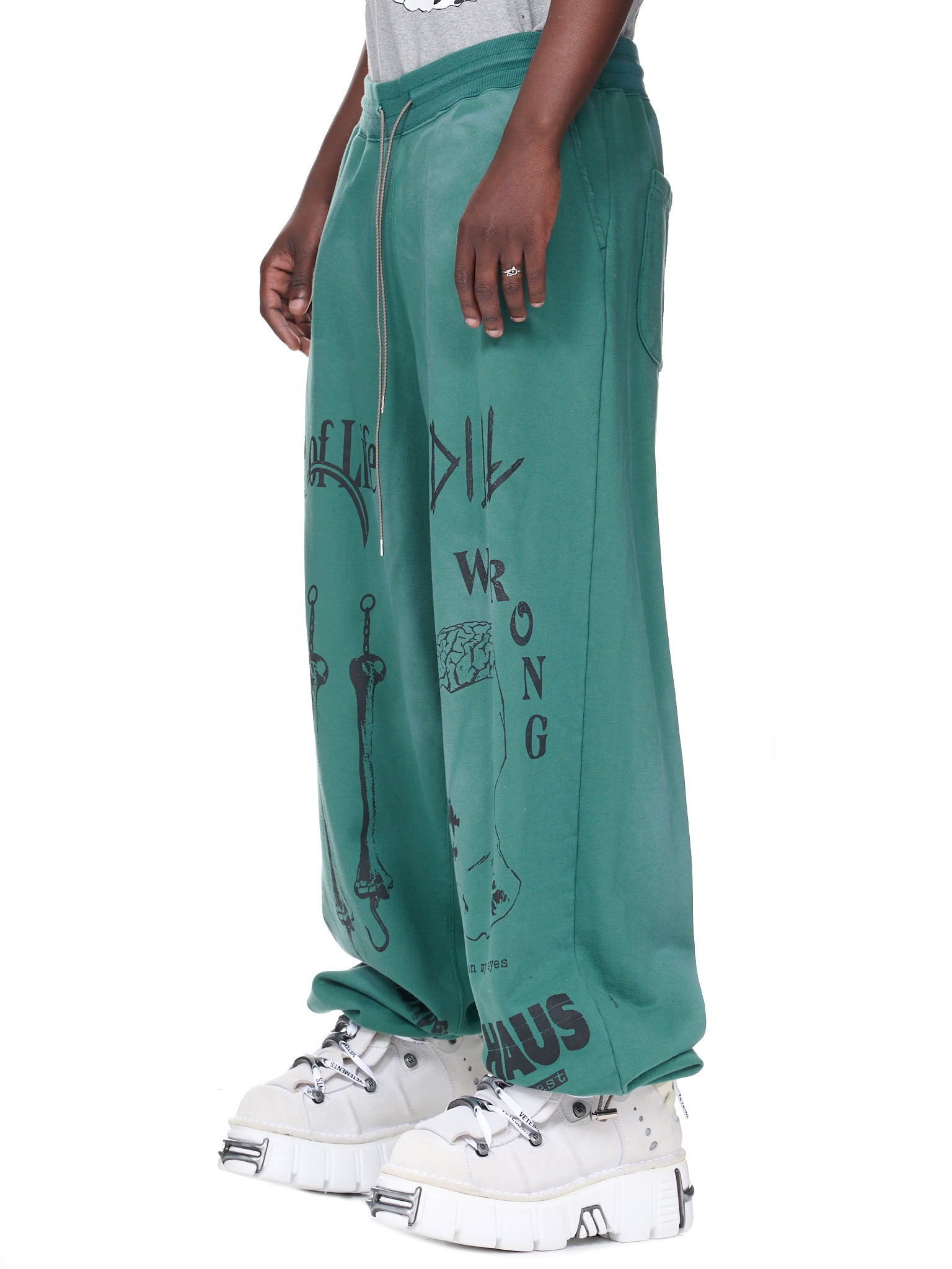 Baggy Distressed Sweat Pants (KL710-GREEN)