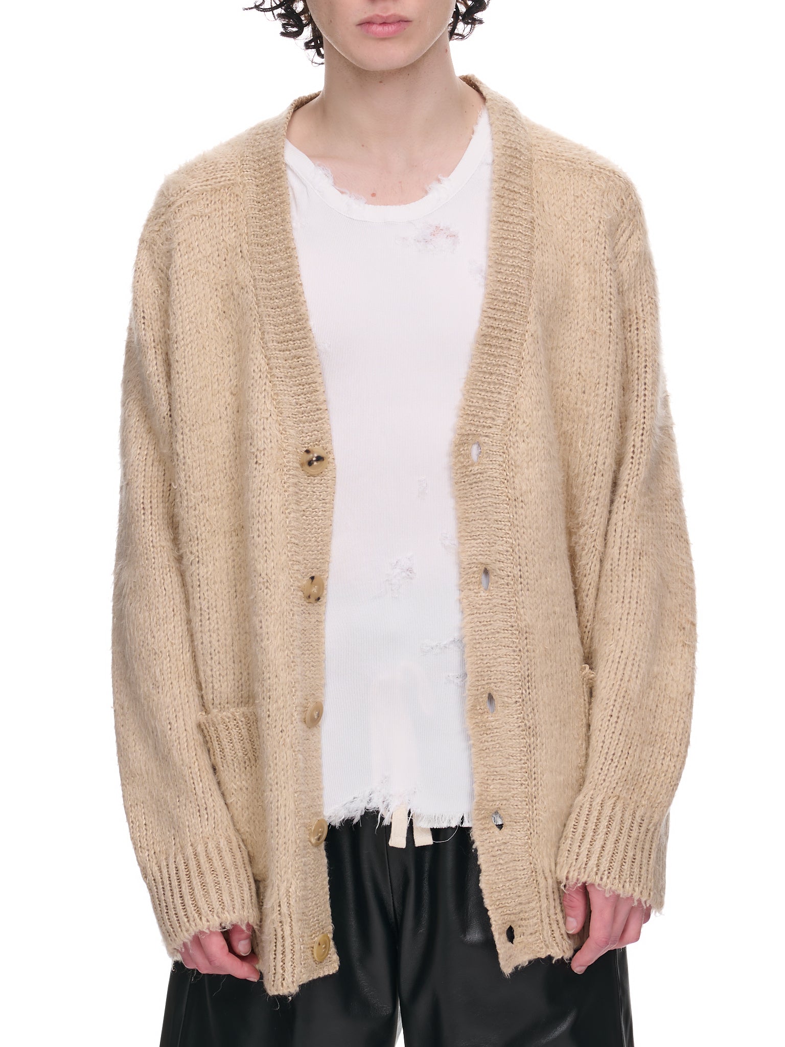 Distressed Cardigan (S50HP0002-S18203-114-BEIGE)