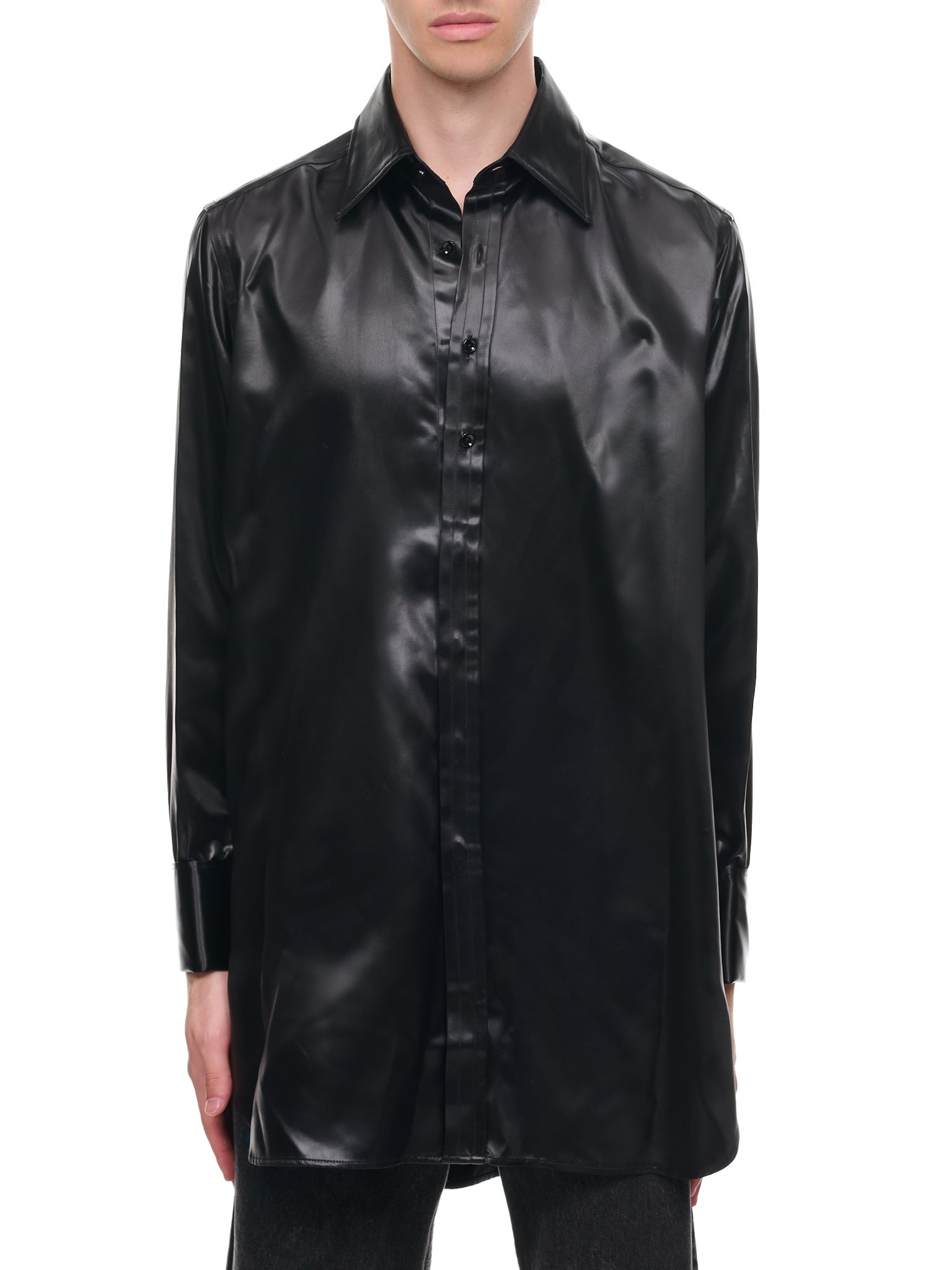 Faux-Leather Shirt (S51DL0398-S60532-BLACK)