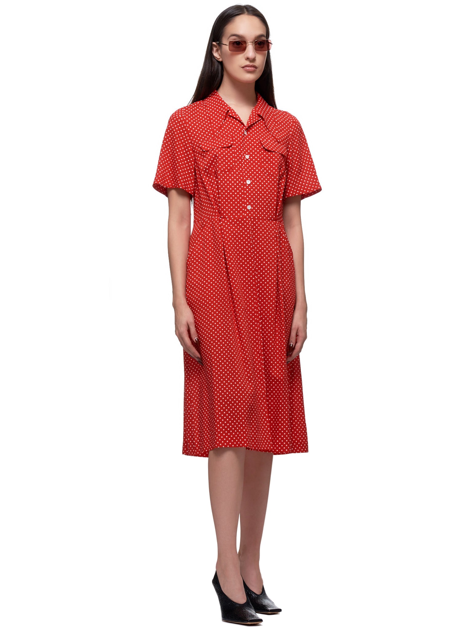 Polka Dot Shirt Dress (UCY1703-3-RED)