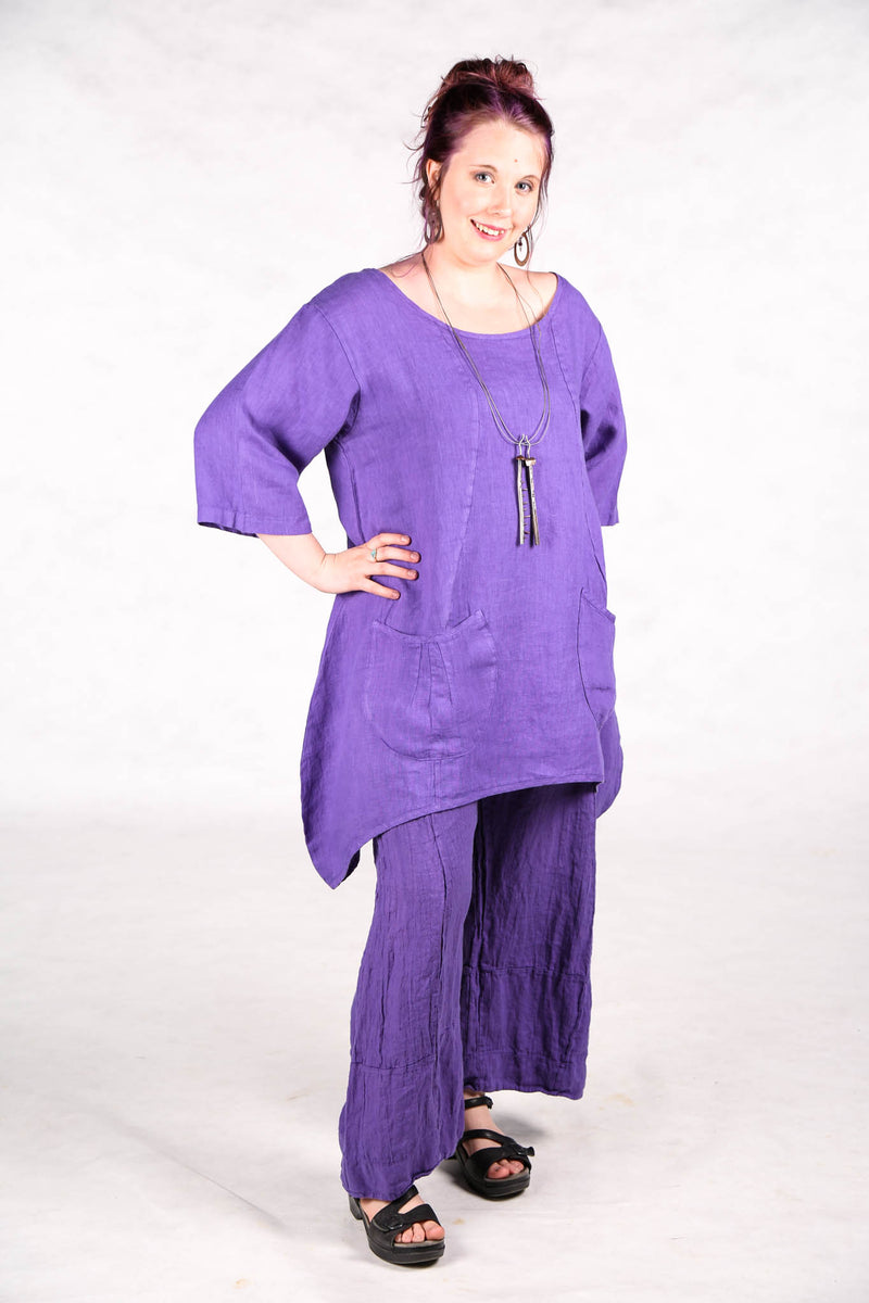 2265 Pinch Pocket Tunic Violet Unprinted - Blue Fish Clothing