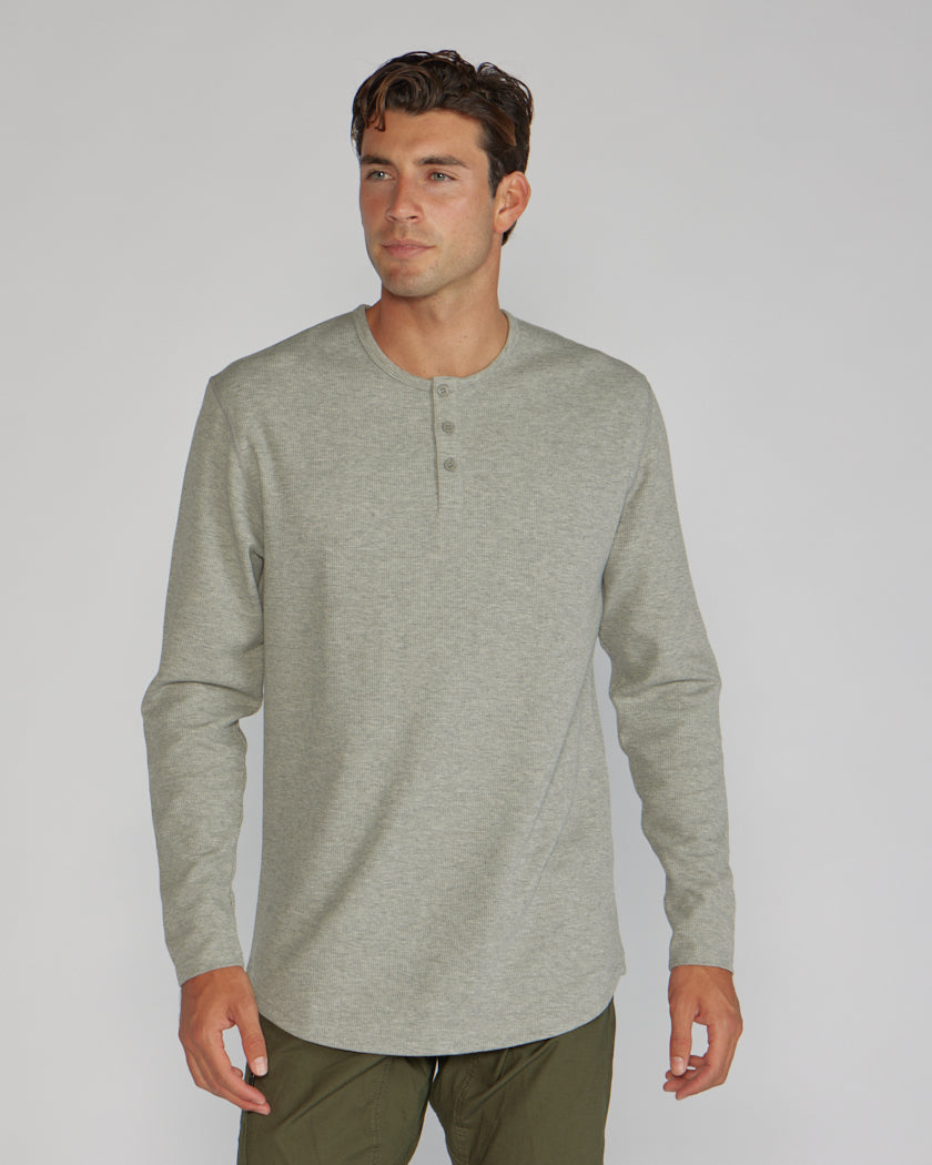Embroidered Thermal Henley Tee