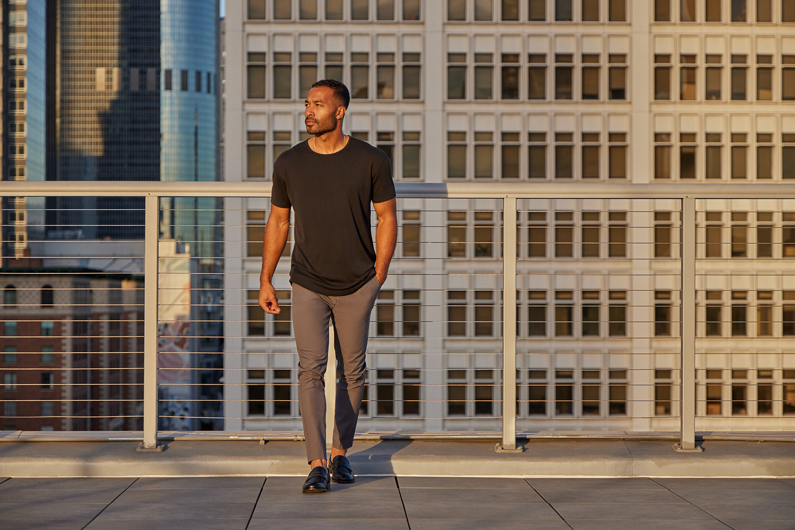 Ribbed Short Sleeve Drop-Cut