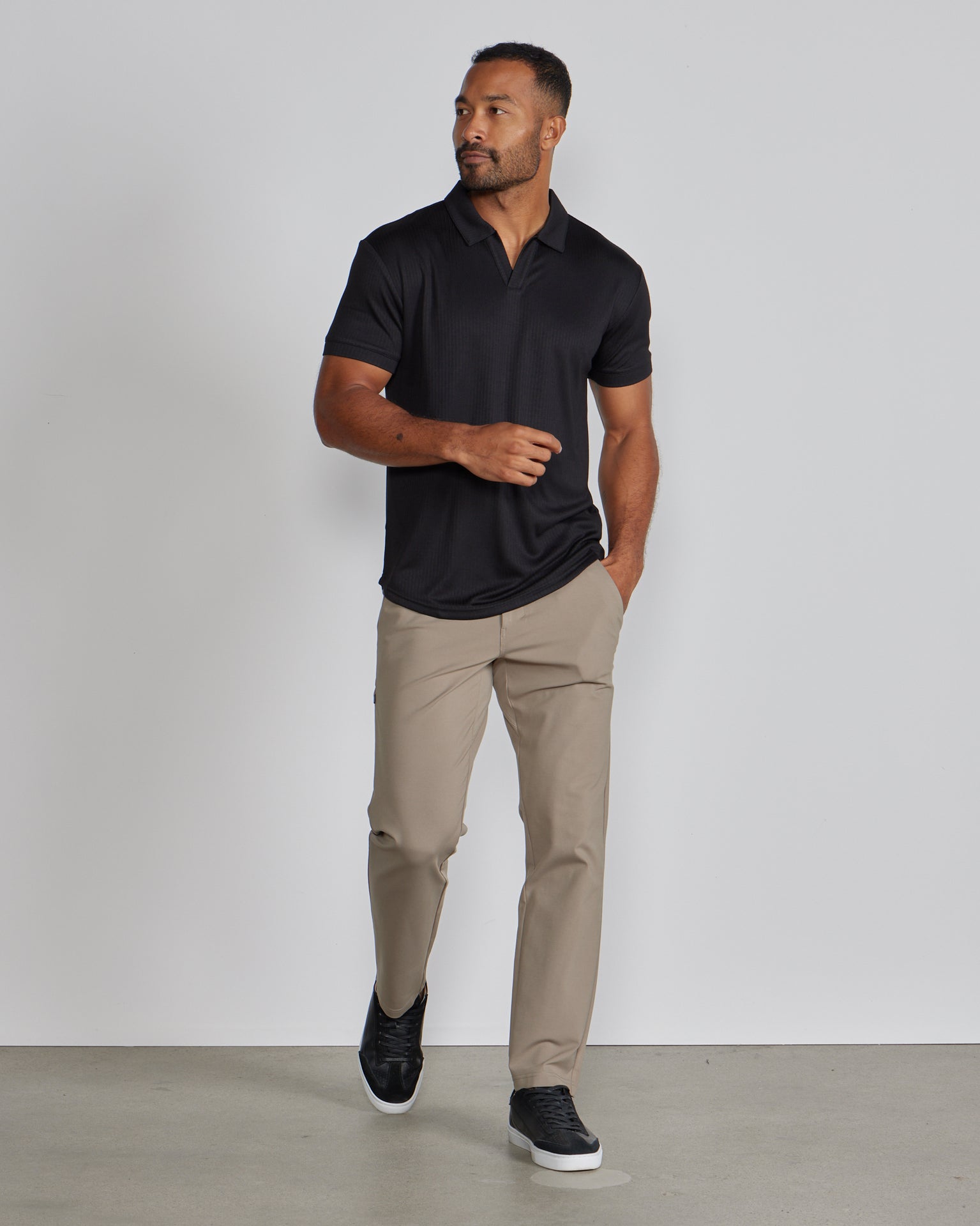 Ribbed Polo Shirt and Shorts Set