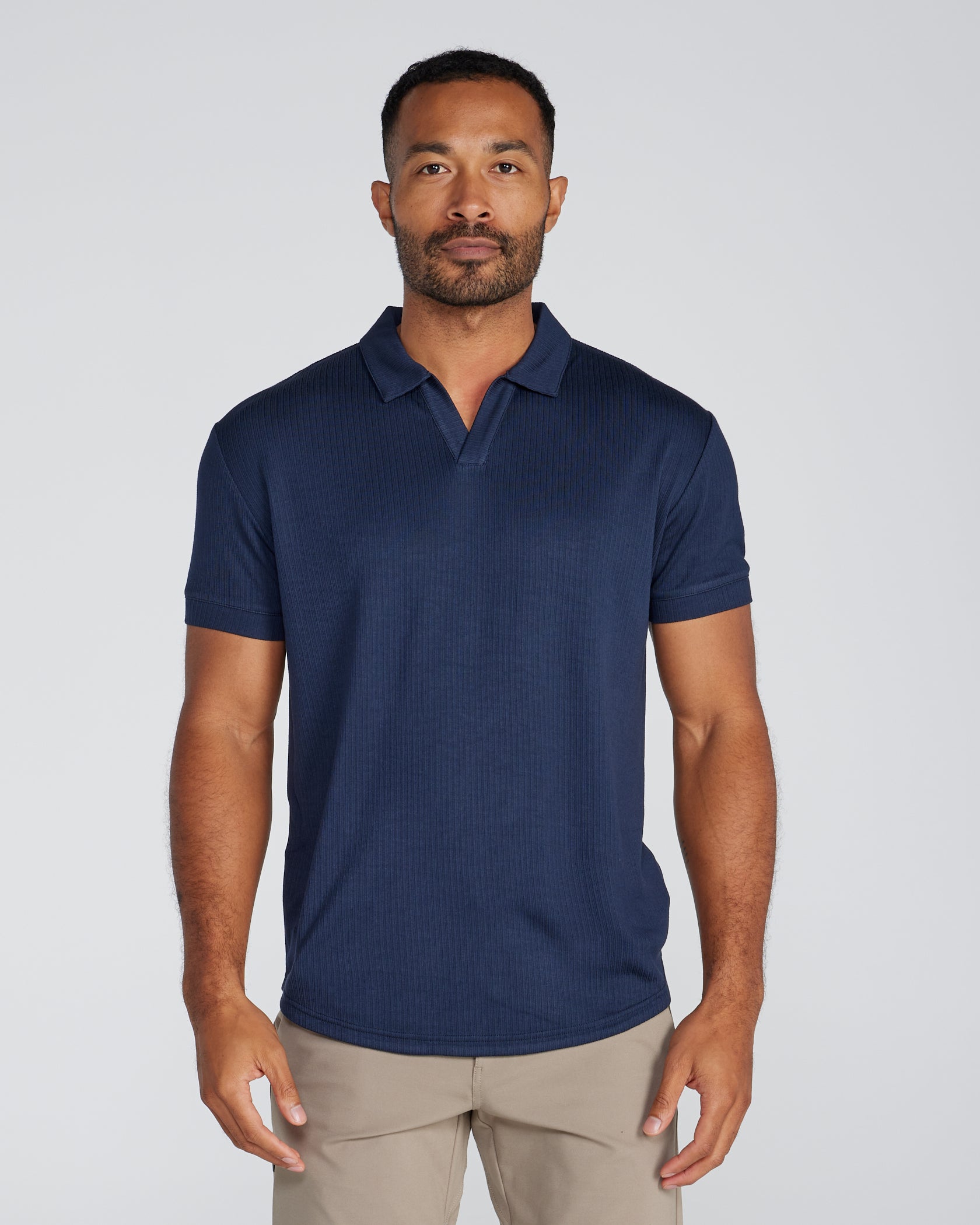 Ribbed Short Sleeve Polo