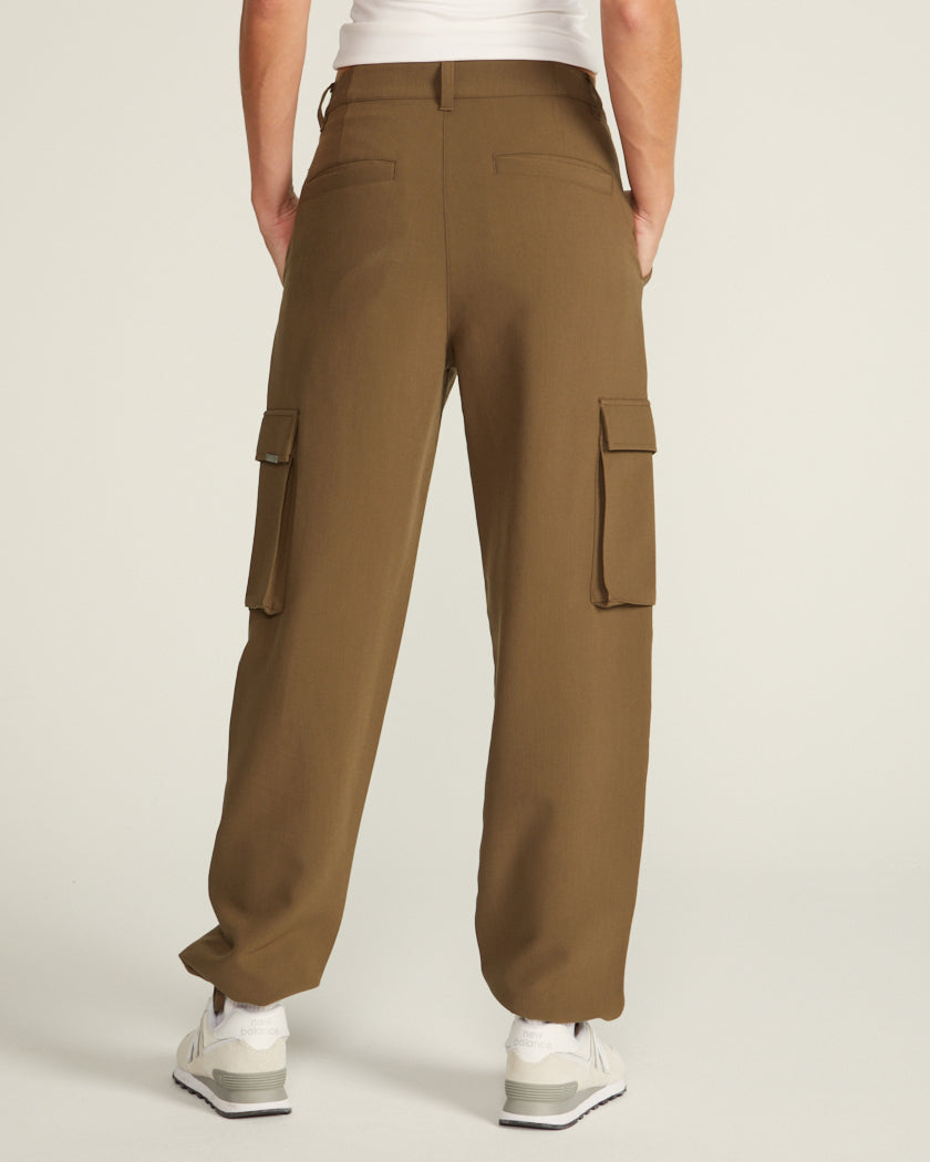 Khaki Twill Contrast Straight Leg Cargo Trousers | PrettyLittleThing