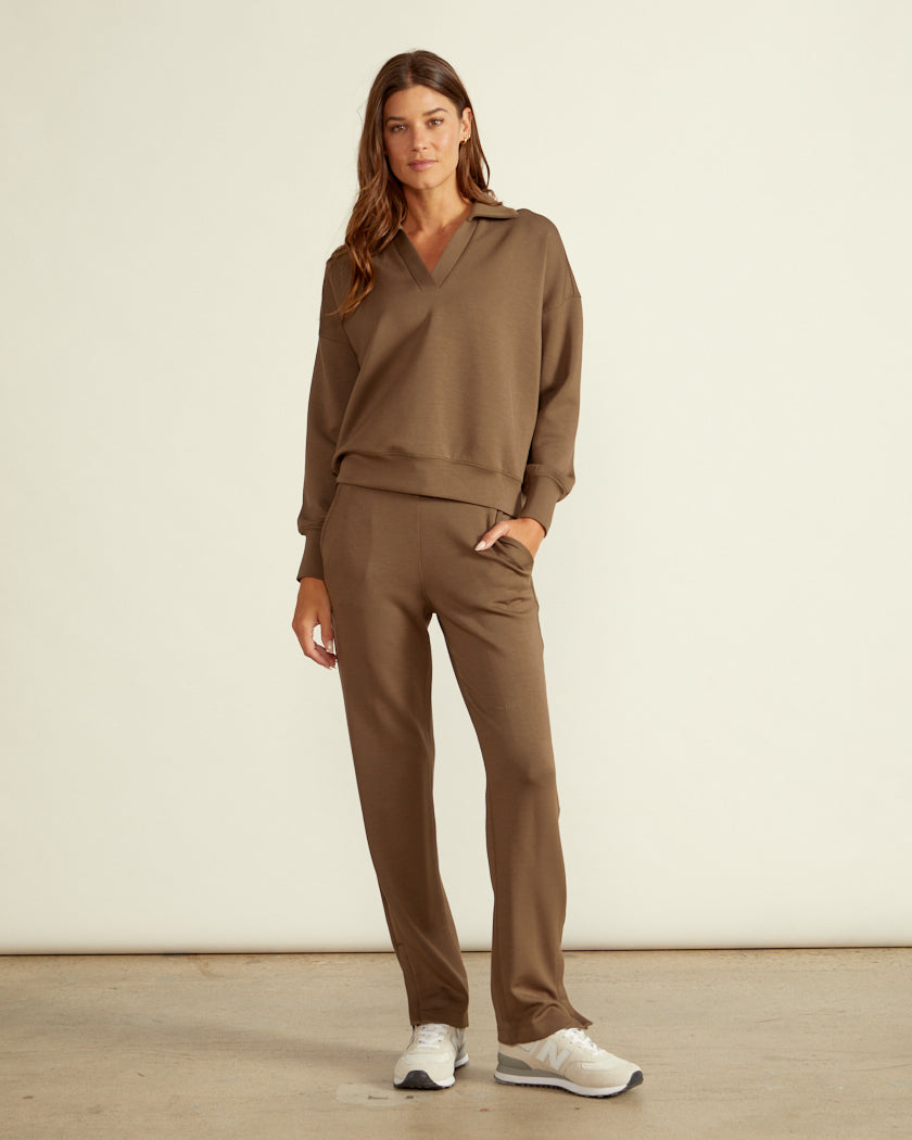 Opal Fleece High-Waist Split Hem Pant