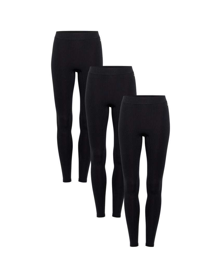 Basics Ribbed High Waisted Leggings - Black