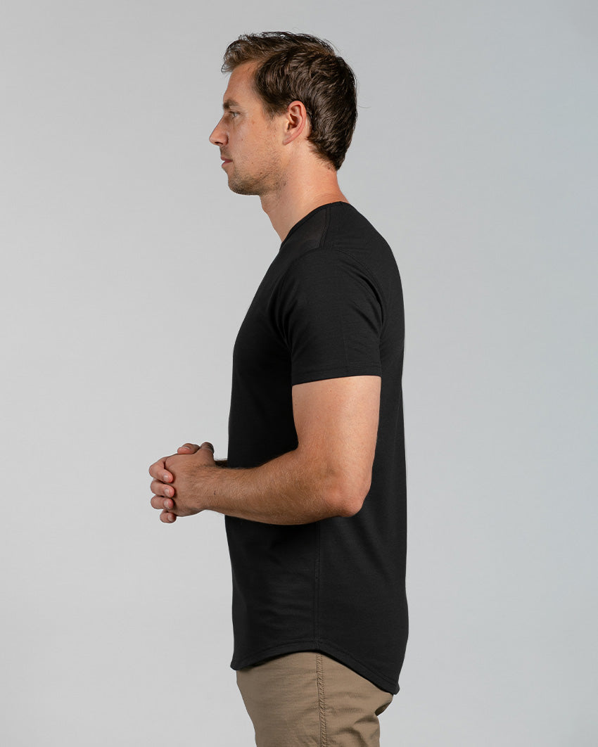 Black Short Sleeve Reversible Premium Cotton Stretch Comfort Fit T