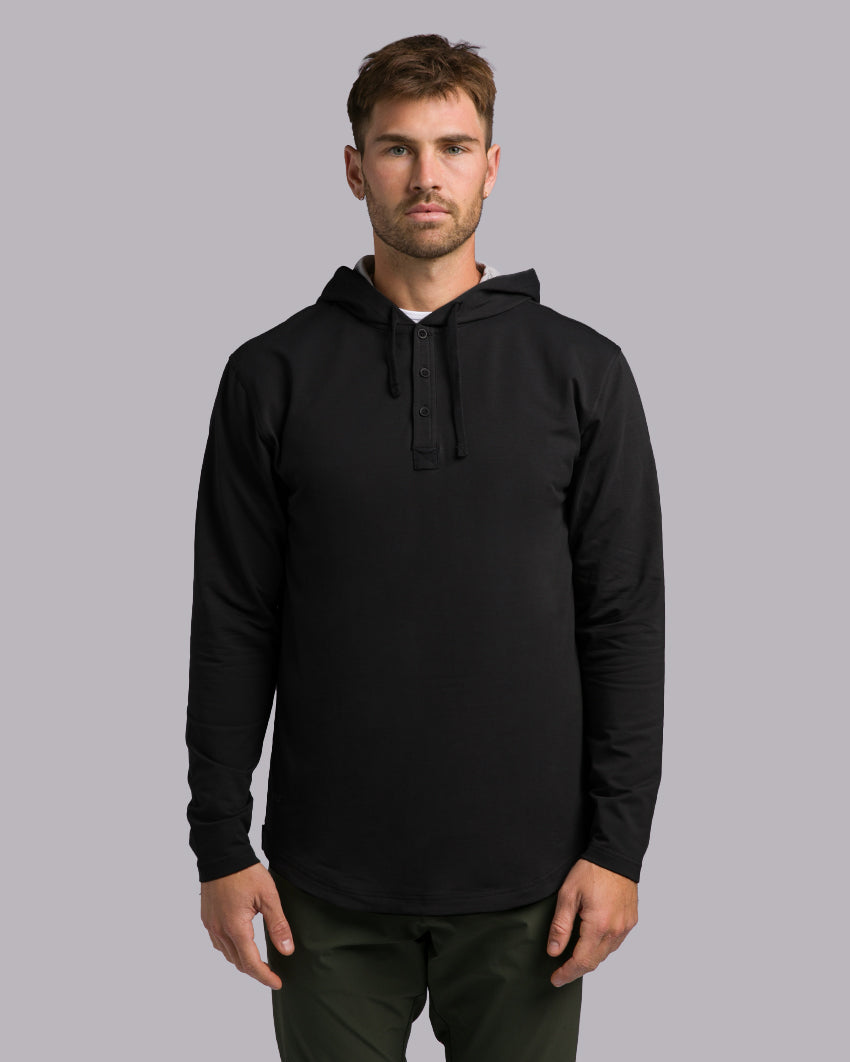 Drop-Cut: LUX Hooded Henley | BYLT Basics™ - Premium Basics