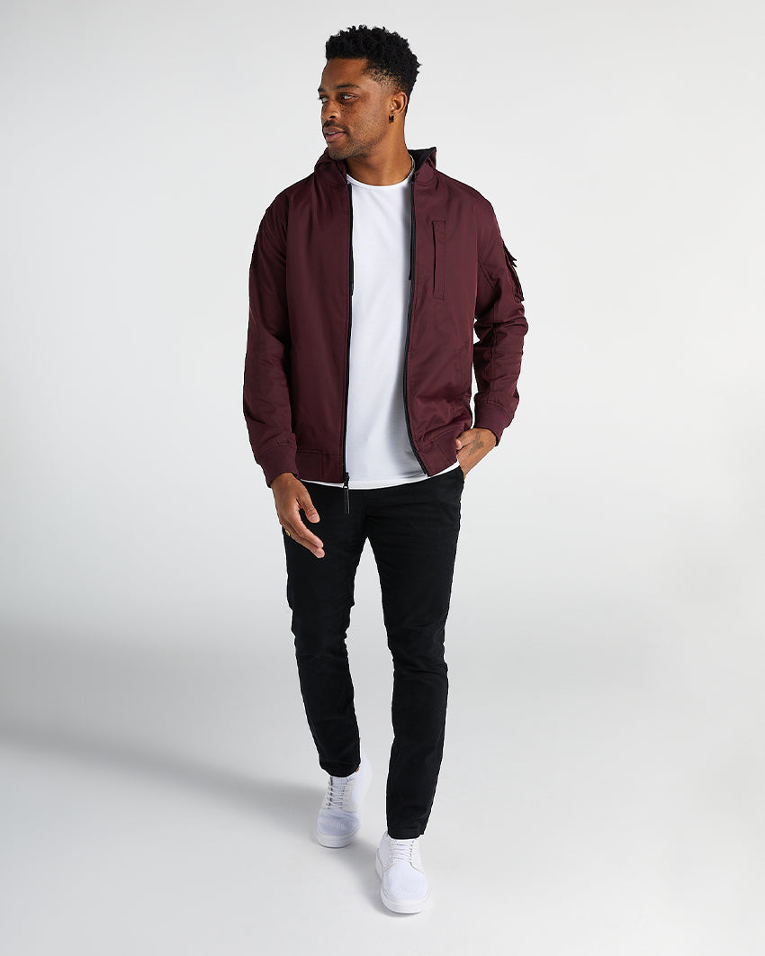 2-Tone Bomber Jacket burgundy/black M - MERCHYOU