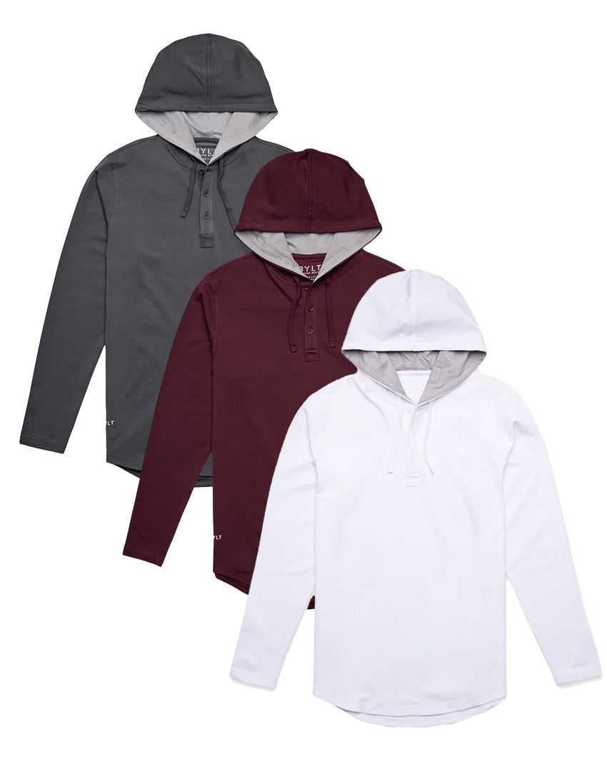 Drop-Cut: LUX Hooded Henley | BYLT Basics™ - Premium Basics