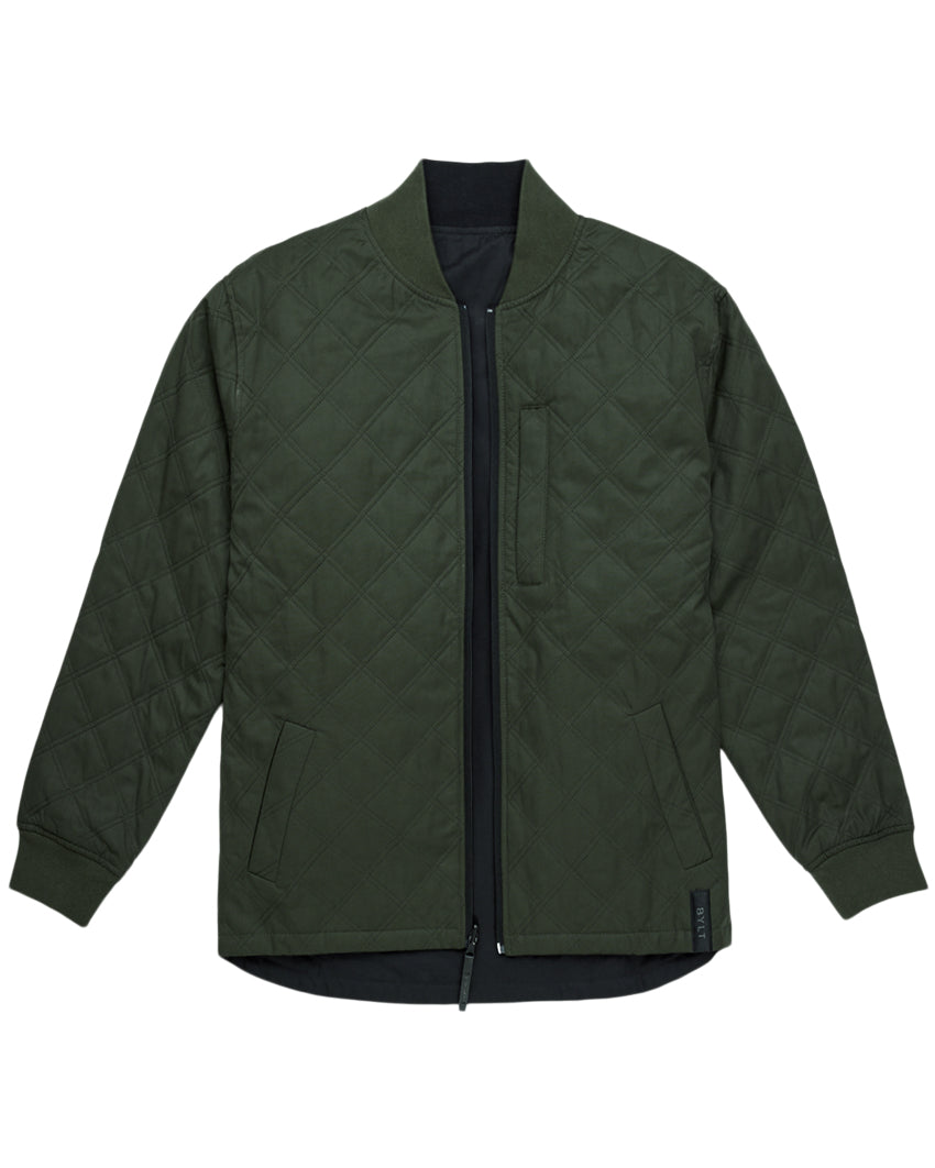 Mens Cotton Green Quilted Bomber Jacket