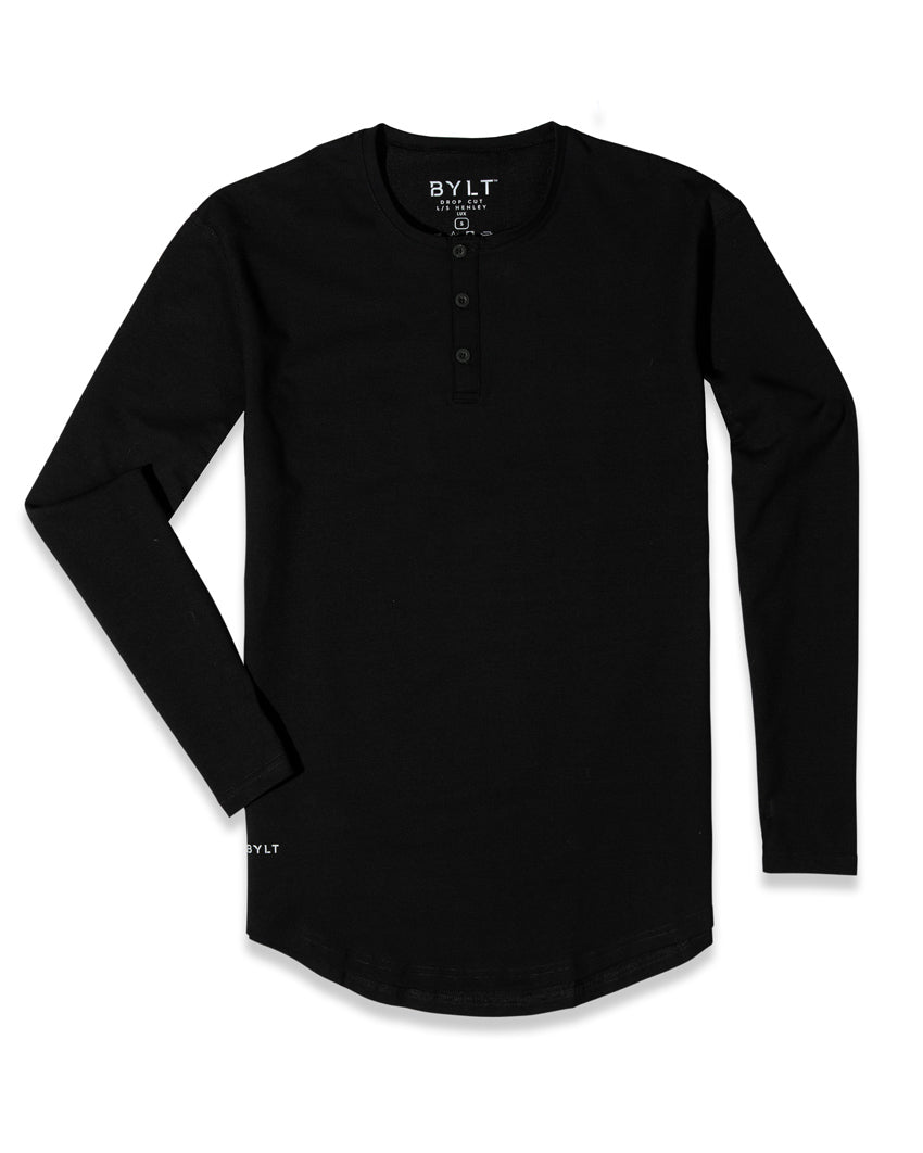 Buckle Black Embroidered Thermal Henley