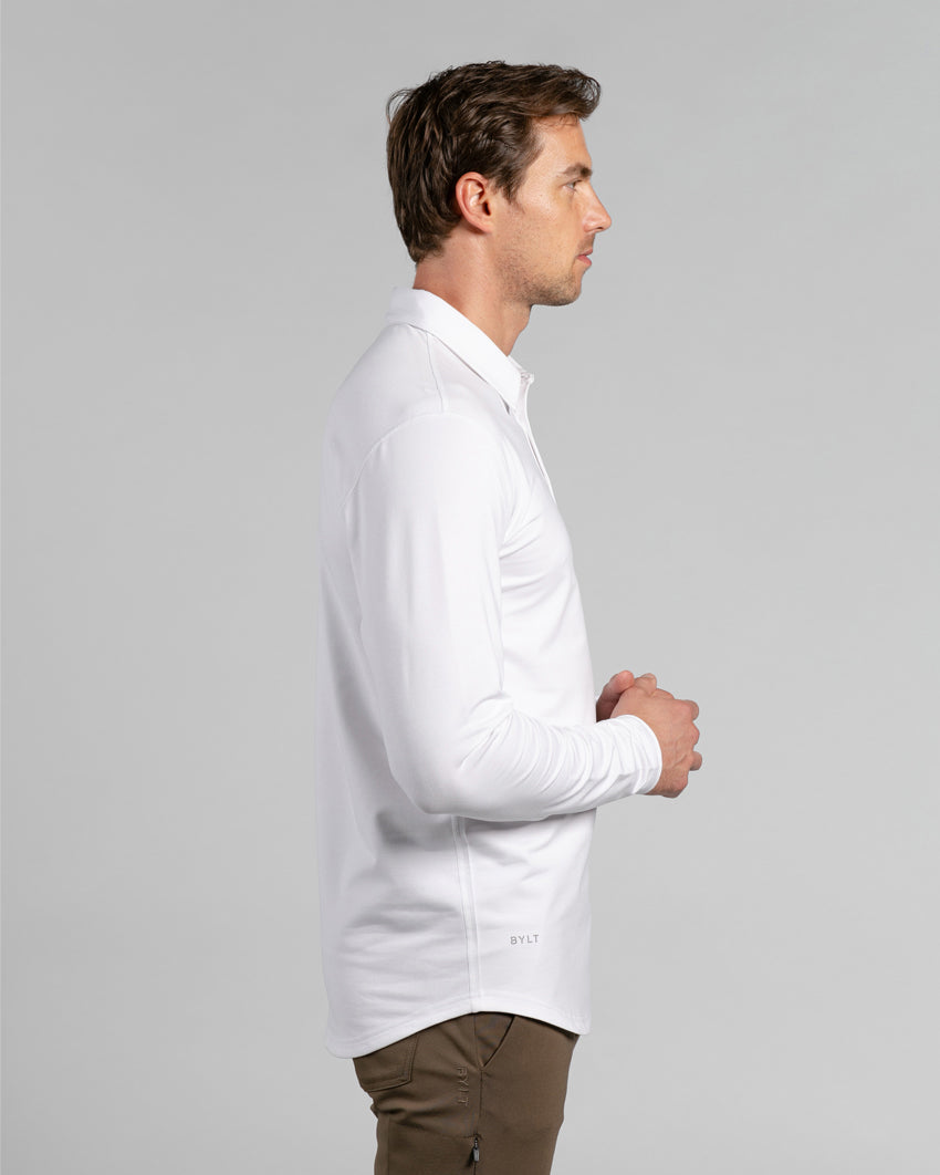 Drop-Cut Long Sleeve: LUX Polo  BYLT Basics™ - Premium Basics