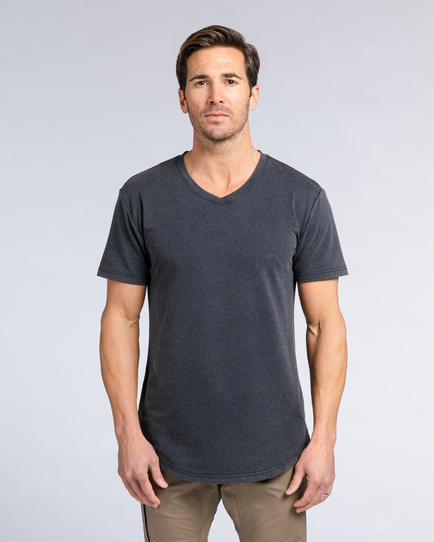 Snow Wash Drop-Cut V-Neck