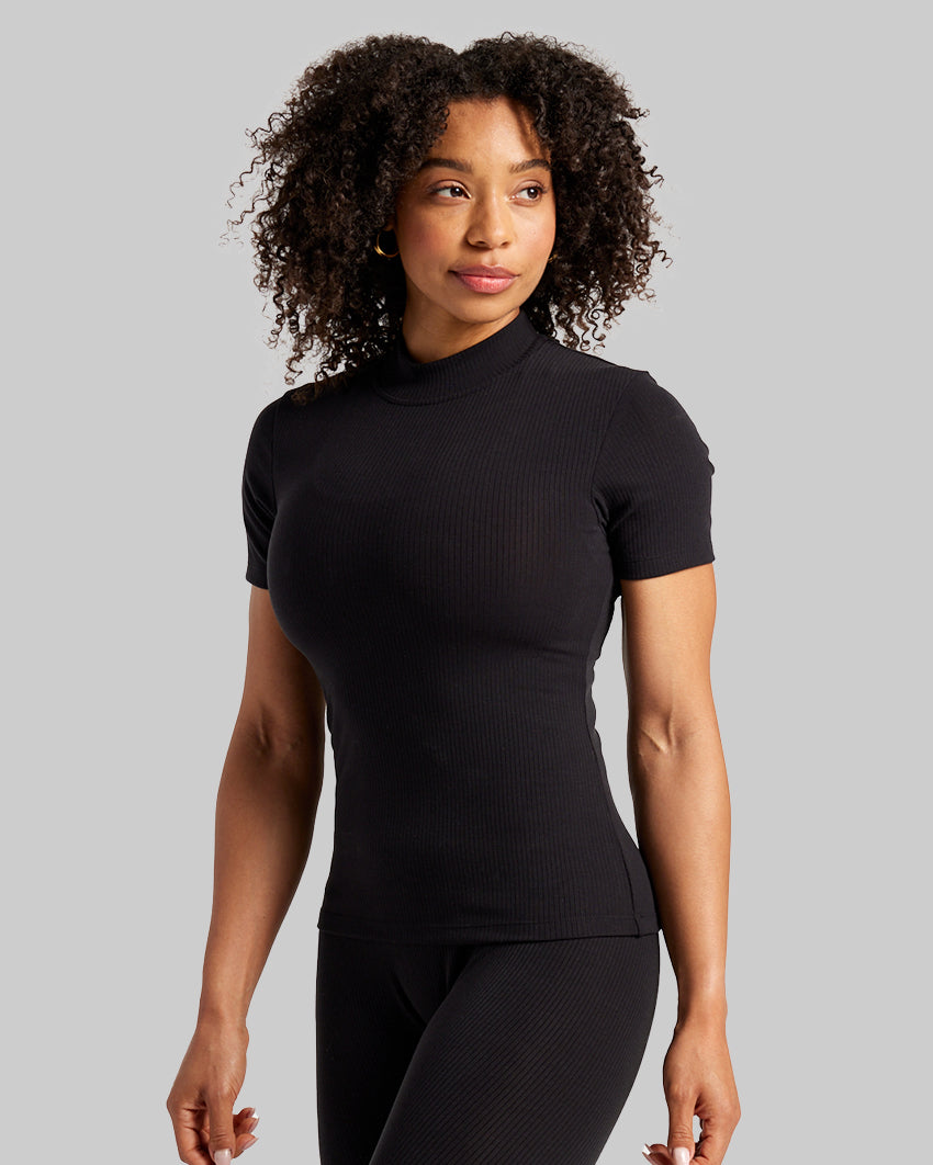 Short Sleeve Mock Turtleneck Womens