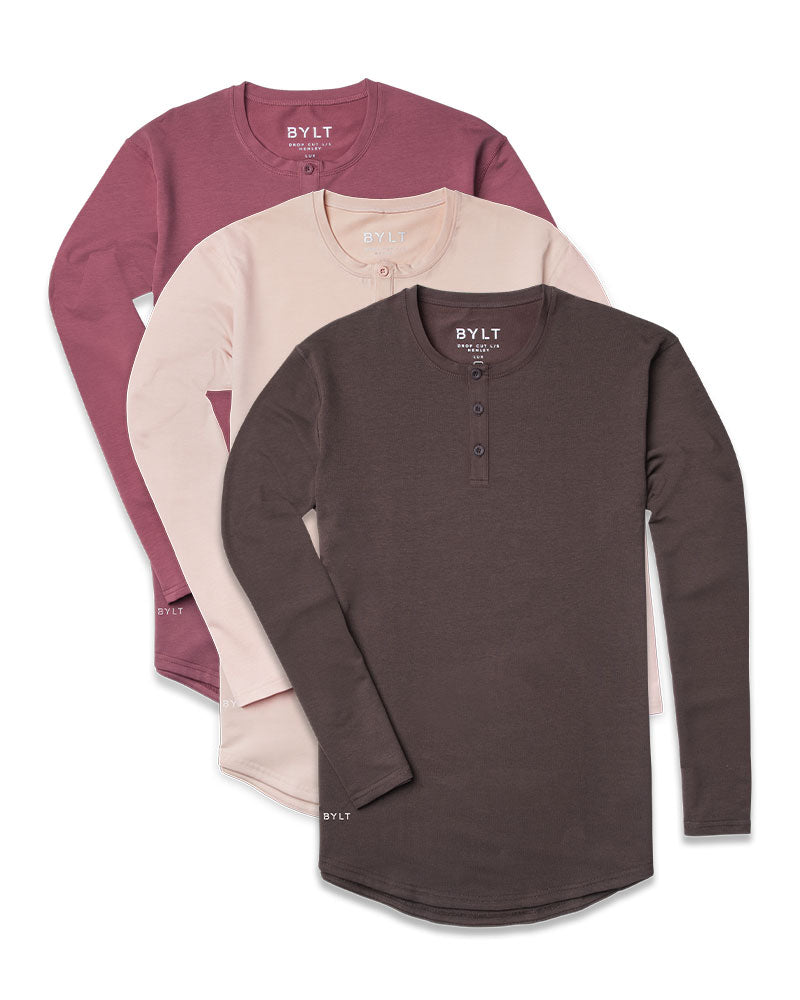 Henley Drop-Cut Long Sleeve: LUX