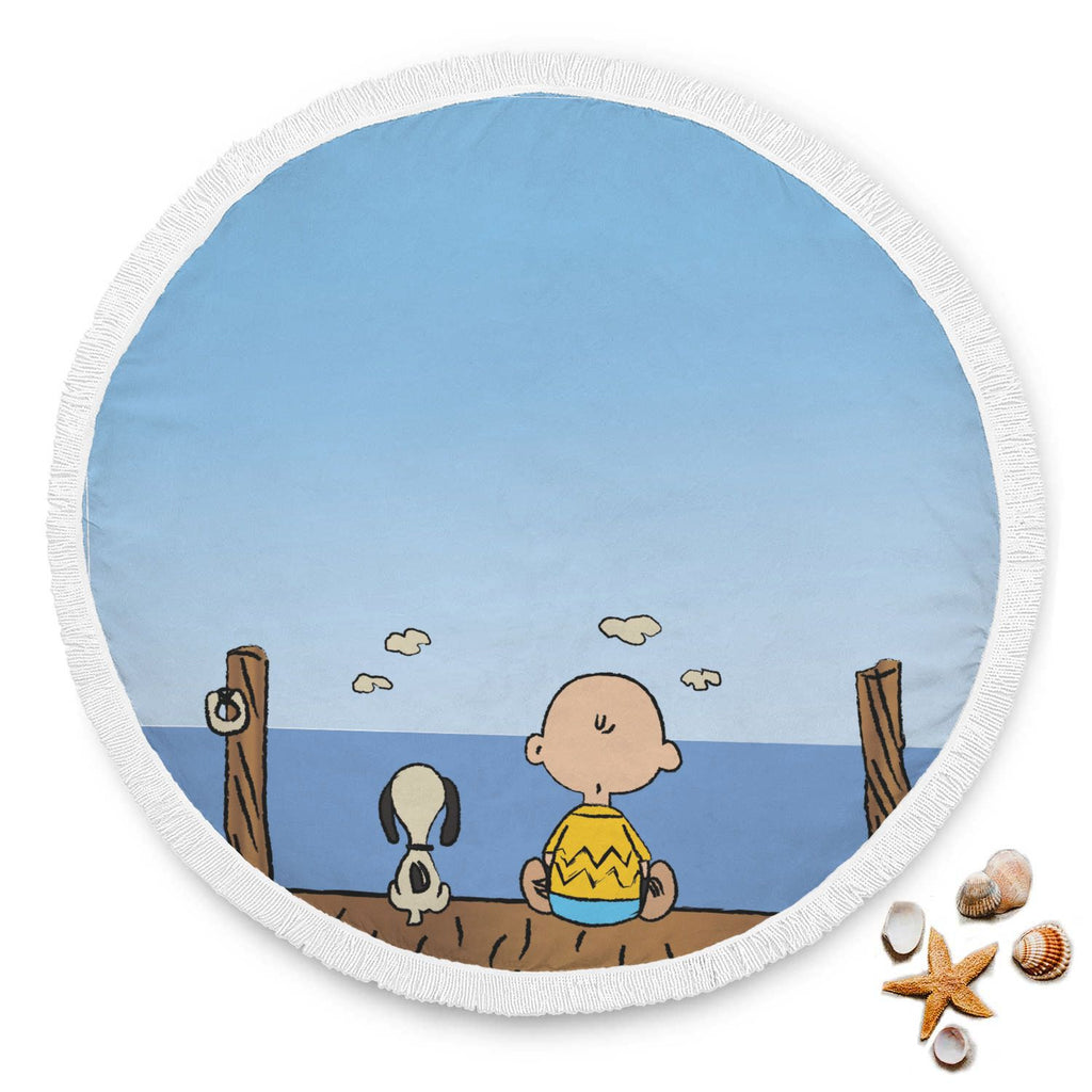 Charlie Brown Snoopy Beach Blanket Happy Puppin