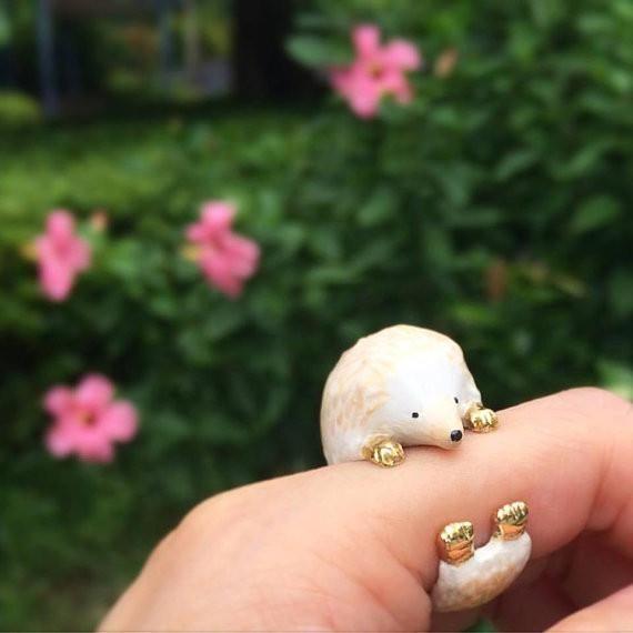 Mary Lou White Hedgehog Ring - MaryLouStore