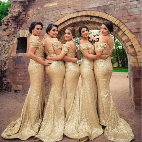 gold bridesmaid dresses