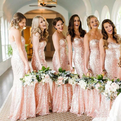 rose gold brides maid dress