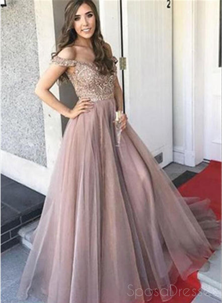 Off Shoulder Sweetheart Neck A line Beaded Long Custom Evening Prom Dr ...