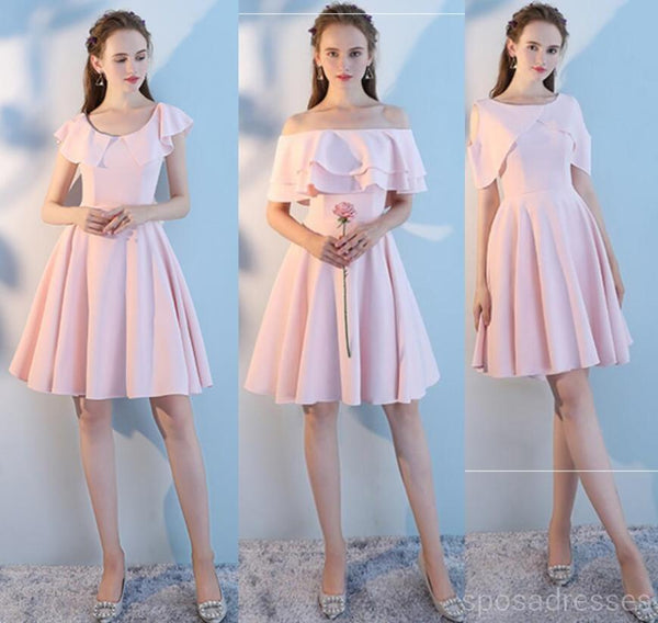 blush bridesmaid dresses short