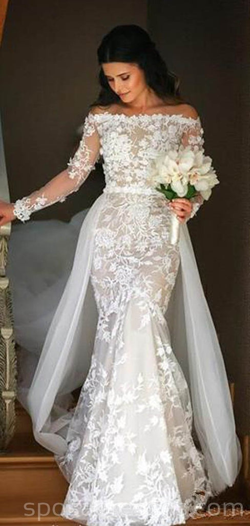 Long Sleeves Lace Mermaid Cheap Wedding Dresses Online Cheap