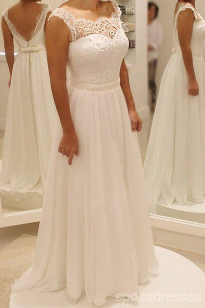 Cap Sleeve Lace Beach Wedding Dresses 2017 Chiffon Long Custom