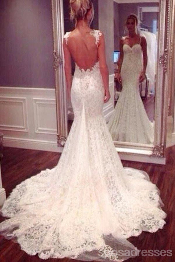 Sexy Backless Mermaid Lace Wedding Dresses 2017 Long Custom Wedding G Sposadresses 1445