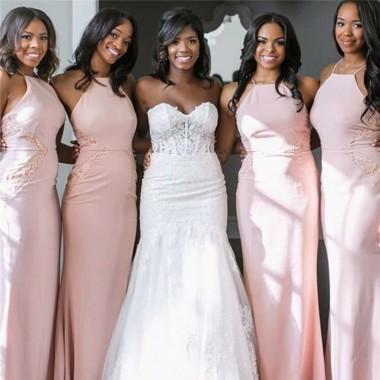 pink mermaid bridesmaid dresses