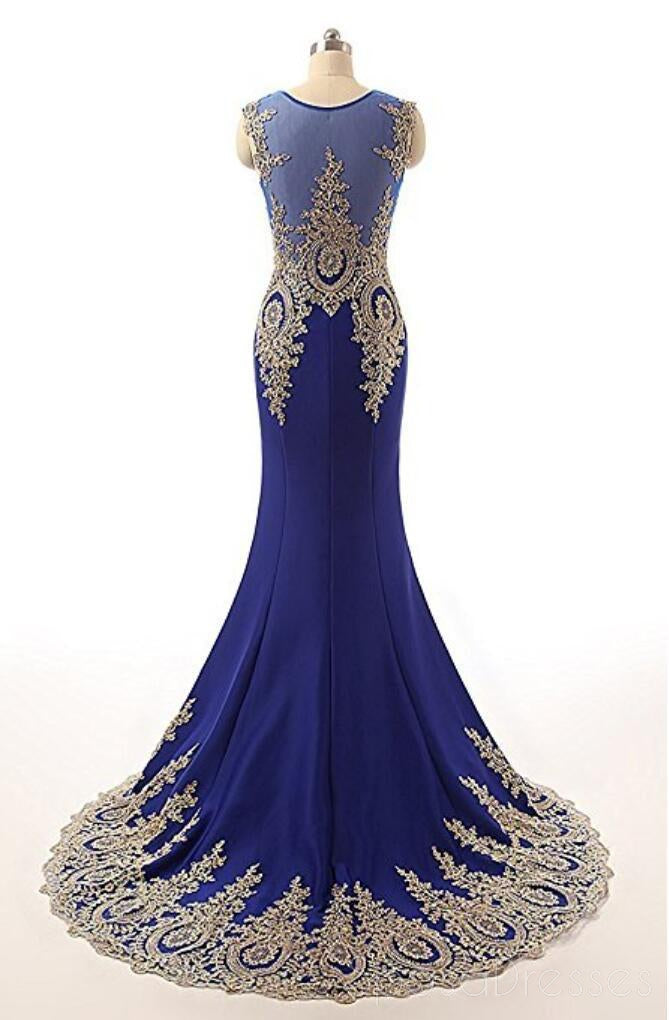 Lace Blue See Through Mermaid Long Evening Prom Dresses, 17527 ...